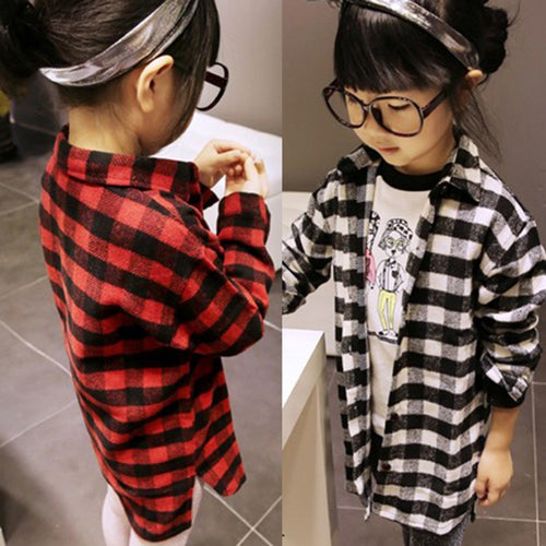 2-7Y Children Kids Boys Girls Shirts Long Sleeve Shirts Plaids Checks Tops Costume Shirt TIML66