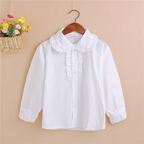 2-7Y Kid Baby Girls Boys White Toddler Children Lapel Blouse Tops Baby Shirts TIML66