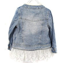 2-7Years Jean Jacket Girls Kids Denim Lace Coat Long Sleeve Botton Children Outwear Clothes  TIML66