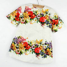 2-7Years One-piece Kids Girls Dress Vintage Floral Print 3/4 Sleeve Baby Mini Dresses  TIML66
