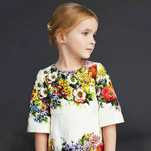 2-7Years One-piece Kids Girls Dress Vintage Floral Print 3/4 Sleeve Baby Mini Dresses  TIML66