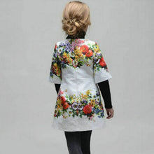 2-7Years One-piece Kids Girls Dress Vintage Floral Print 3/4 Sleeve Baby Mini Dresses  TIML66