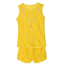 2 Pieces/set Kids Girls Clothes Sets Rose Flower Top Shirt + Bloomer Short Pants + Pearl Necklace Outfits TIML66