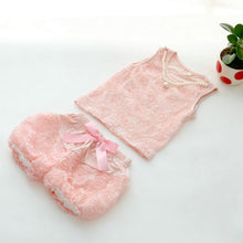 2 Pieces/set Kids Girls Clothes Sets Rose Flower Top Shirt + Bloomer Short Pants + Pearl Necklace Outfits TIML66