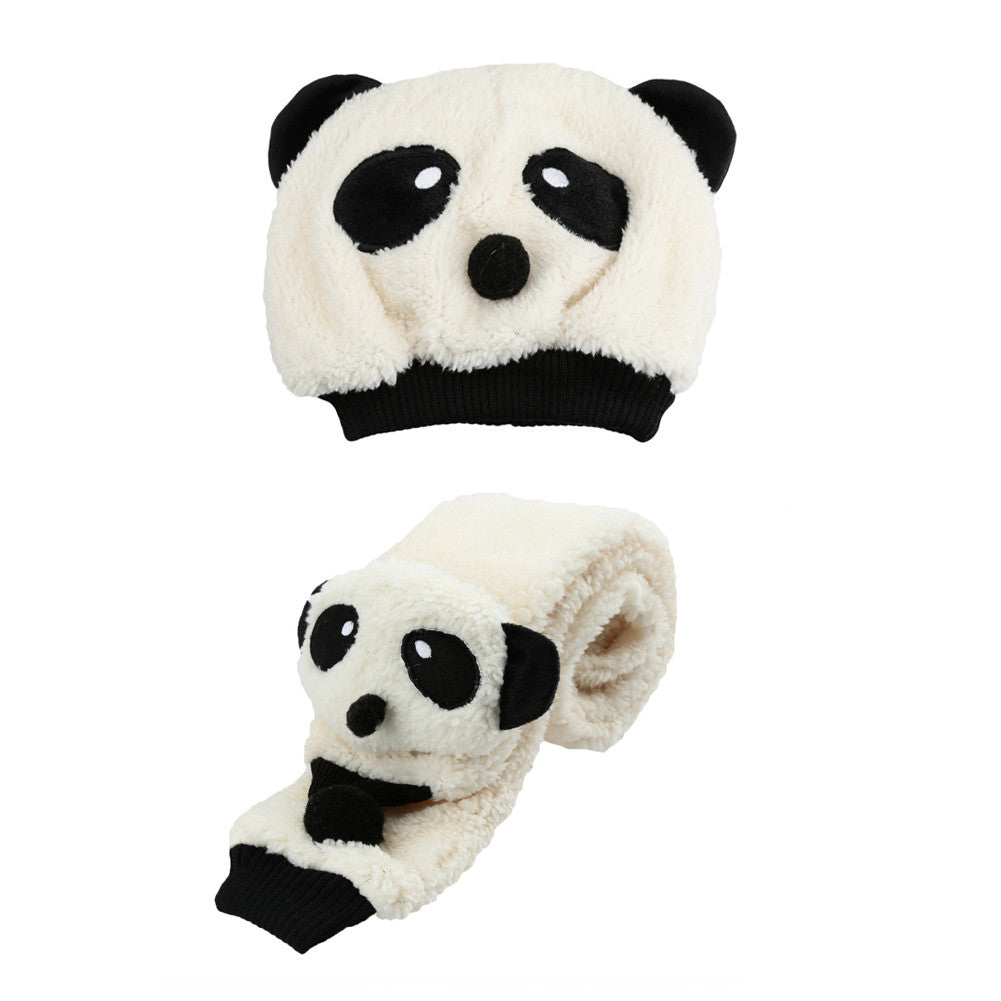 Knitted Baby Hat Warm Cotton Toddler Children Beanie and Scarf Set Lovely Panda Hats Baby Caps Kids Hat Cap TIML66 TIML66