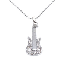 Retro Punk Necklace Rhinestone Guitar Pendant Necklace Chain for Man Womem Vintage Jewelry TIML66 TIML66
