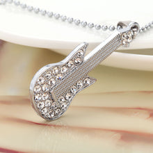 Retro Punk Necklace Rhinestone Guitar Pendant Necklace Chain for Man Womem Vintage Jewelry TIML66 TIML66