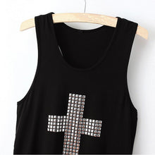 Women Sexy T-Shirt Scoop Neckline Shining Cross Vest Racerback Tanks Women Tops Black TIML66 TIML66
