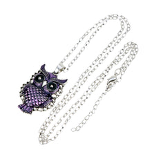 Purple Owl Pendant Necklace Long Statement Necklace Vintage Owl Necklace Link Chain Women Jewelry TIML66 TIML66