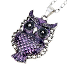 Purple Owl Pendant Necklace Long Statement Necklace Vintage Owl Necklace Link Chain Women Jewelry TIML66 TIML66