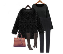 women fluffy shaggy coat curly faux fur round neck zipper super worthy warm outerwear TIML66