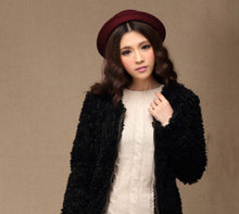 women fluffy shaggy coat curly faux fur round neck zipper super worthy warm outerwear TIML66