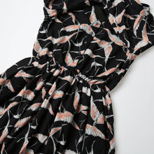 34 Sleeve V-neck Elegant Dress Women Print Elastic Waist Vintage Dress Women Casual Long Dress With Botton TIML66 TIML66