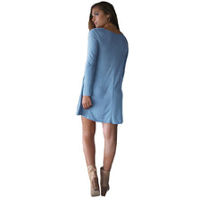 fall dress women long sleeve basic loose short office dress solid o neck shift dress watermelon red blue TIML66