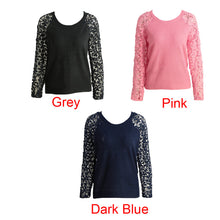 Women Knitting Sweater Hollow Out Lace Splicing Sleeve Maglioni O-Neck Pullover Tops Pink Chandail  TIML66 TIML66