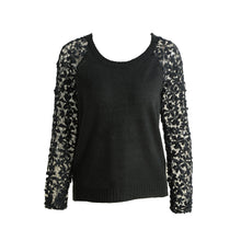 Women Knitting Sweater Hollow Out Lace Splicing Sleeve Maglioni O-Neck Pullover Tops Pink Chandail  TIML66 TIML66