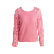 Women Knitting Sweater Hollow Out Lace Splicing Sleeve Maglioni O-Neck Pullover Tops Pink Chandail  TIML66 TIML66