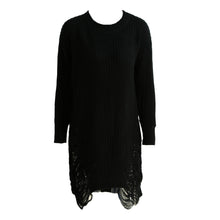 Women Ripped Sweater O-neck Slit Knitted Sweaters Long Sleeve Oversized Pullover Asymmetrical Sweater TIML66 TIML66