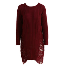 Women Ripped Sweater O-neck Slit Knitted Sweaters Long Sleeve Oversized Pullover Asymmetrical Sweater TIML66 TIML66