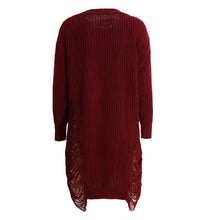 Women Ripped Sweater O-neck Slit Knitted Sweaters Long Sleeve Oversized Pullover Asymmetrical Sweater TIML66 TIML66