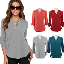 Women Blouses Elegant Chiffon Shirts Long Sleeve V-neck Solid Color Casual Office Shirts Women Tops Blusas TIML66 TIML66