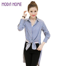 vertical striped women blouse casual shirts streetwear  long sleeve women tops blue TIML66