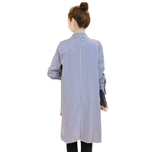 vertical striped women blouse casual shirts streetwear  long sleeve women tops blue TIML66