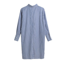 vertical striped women blouse casual shirts streetwear  long sleeve women tops blue TIML66