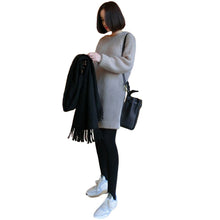 women knitted sweater solidcolor round neck long sleeves warm pullover women tops blusas TIML66