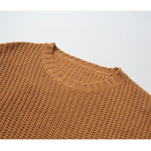 women knitted sweater vertical stripes long pullover knitting dip hem o neck loose warm tops TIML66