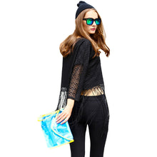 sexy women blouses girl lace long tassel hollow out 3/4 sleeve casual loose women tops blusas streetwear TIML66