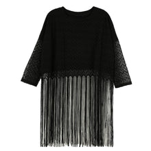 sexy women blouses girl lace long tassel hollow out 3/4 sleeve casual loose women tops blusas streetwear TIML66