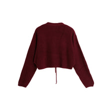 Women Sweaters And Pullovers Lace Up V-Neck Jumper Long Sleeve Casual Crop Knitted Tops BlackBurgundy Knit TIML66 TIML66