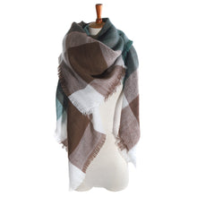 women square scarf faux cashmere pashmina contrast plaids tassels ladies scarves vintage shawl TIML66