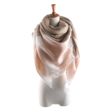women square scarf faux cashmere pashmina contrast plaids tassels ladies scarves vintage shawl TIML66