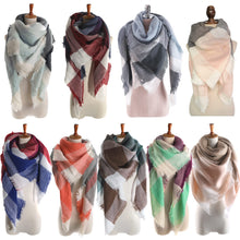 women square scarf faux cashmere pashmina contrast plaids tassels ladies scarves vintage shawl TIML66