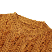 women knitted sweater tassels fringed solid o neck long sleeve casual loose warm jumper pullover knitwear TIML66