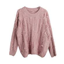 Women Knitted Sweater Tassels Fringed Solid O-Neck Long Sleeve Casual Loose Warm Jumper Pullover Knitwear TIML66 TIML66