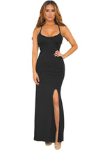 Elegant Night Club Vestidos Solid Straps Elastic Cutout Back Maxi Dress Robe Longue  TIML66 TIML66