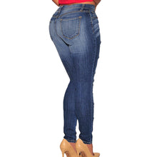 fall women denim destroyed skinny jeans high waist jeans woman stretchy ripped hole pencil pants vaqueros mujer TIML66