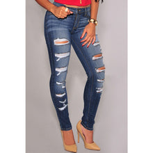 fall women denim destroyed skinny jeans high waist jeans woman stretchy ripped hole pencil pants vaqueros mujer TIML66