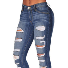 fall women denim destroyed skinny jeans high waist jeans woman stretchy ripped hole pencil pants vaqueros mujer TIML66