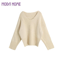 Fall Women Long Batwing Sleeve Crocheted Sweater V Neck Sexy Jumper Loose Pullover Feminino Inverno Top Girl Tricot TIML66 TIML66
