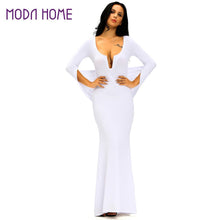 fall women ball gown party bodycon dress tunique mermaid plunge v neck cocktail club prom gown maxi long dress black white TIML66