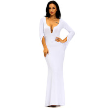 fall women ball gown party bodycon dress tunique mermaid plunge v neck cocktail club prom gown maxi long dress black white TIML66