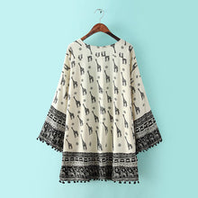 Animal Print Women Blouses Open Front Tassel Kimono Cardigan Long Sleeve Kimono Casual Shirt Women Blusas TIML66 TIML66