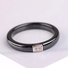 polished ceramic ring with5 sterling silver amp cz diamond embedded white gold electroplated size 7   TIML66