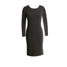 Women Bodycon Dress Round Neck Long Sleeve Casual Sheath Slim Mid-Calf Dress GreyLight GreyBurgundy Dress TIML66 TIML66