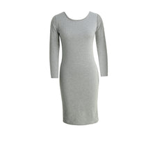 Women Bodycon Dress Round Neck Long Sleeve Casual Sheath Slim Mid-Calf Dress GreyLight GreyBurgundy Dress TIML66 TIML66