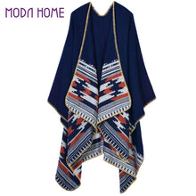 women casual knitted cape poncho open front contrast striped pashmina cardigan outwear tops shawl scarf TIML66